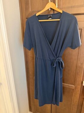 Agnes & Dora Navy Blue Dress with Side Tie Detail